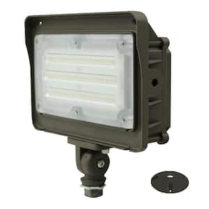 250-Watt Equivalent 6000 Lumen 120-Degree Brown Dusk to Dawn Integrated LED Flood Light 50-Watt Dusk-to-Dawn Photocell