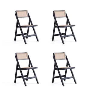 Pullman Black and Natural Cane Folding Dining Side Chair (Set of 4)