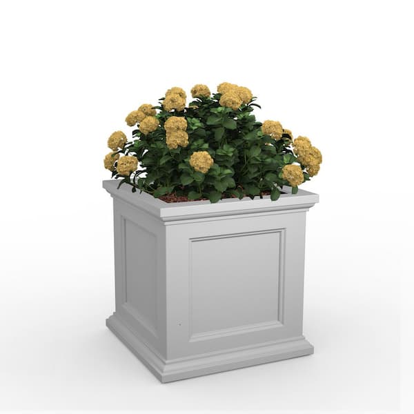 Fairfield 24 in. White Square Resin Outdoor Self Watering Planter (24 in. L x 24 in. W x 24 in. H)