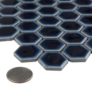 Hudson 1 in. Hex Smoky Blue 11-7/8 in. x 13-1/4 in. Porcelain Mosaic Tile (11.2 sq. ft./Case)