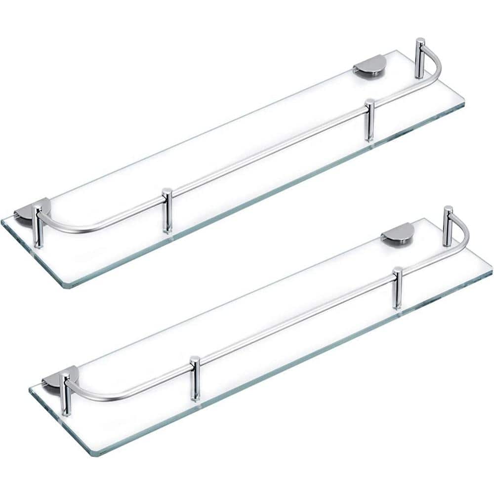 15.7 in. W x 4.65 in. D Clear Decorative Wall Shelf, Glass Shower Shelves f