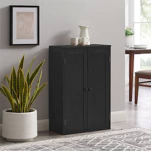 23.25 in. W x 12 in. D x 36 in. H Black Linen Cabinet with 2 Doors and 2 Shelfs in Black
