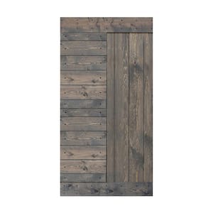 L Series 42 in. x 84 in. Smoky Gray Finished Solid Wood Barn Door Slab - Hardware Kit Not Included