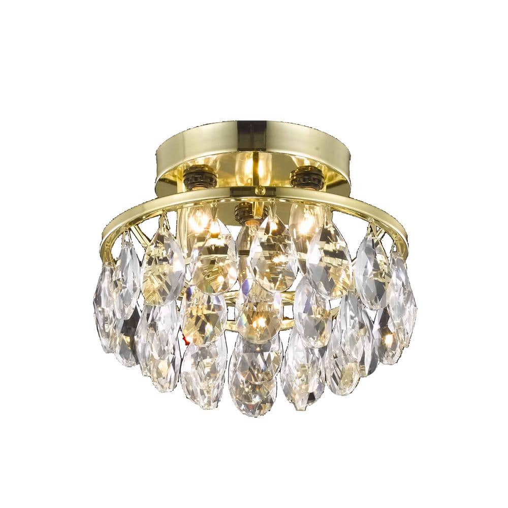 Timeless Home Cruz 10 in. W x 7 in. H 3-Light Gold Flush Mount