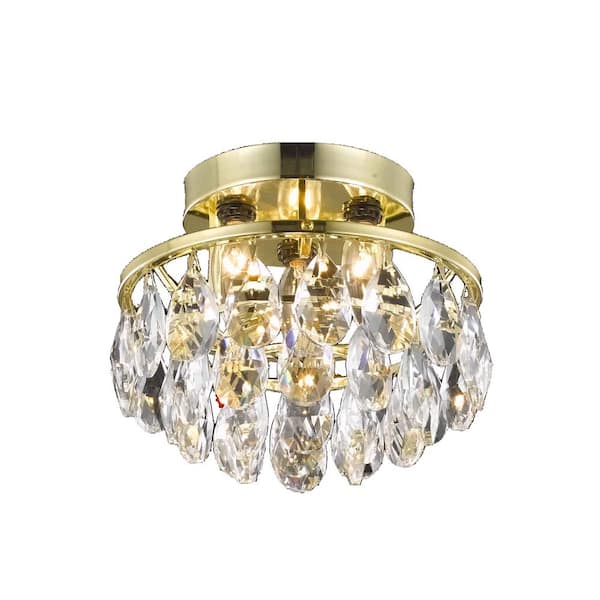 Unbranded Timeless Home Cruz 10 in. W x 7 in. H 3-Light Gold Flush Mount