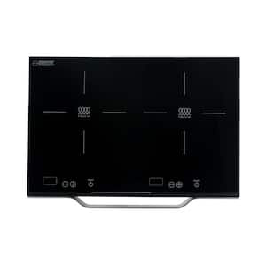 21 in. Electric Portable 2 Elements Dual Burners Induction Cooktop Smooth surface Top Aluminium Handle 110V in Black