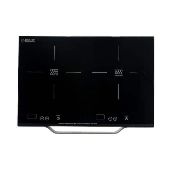 Equator 21 in. Dual Electric Portable 2-Burner Induction Smooth surface Top Cooktop Lightweight in Black W/ Aluminium Handle110V
