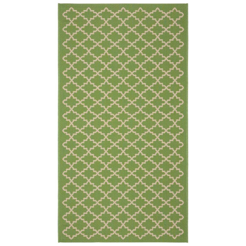 Courtyard Splashproof Green/Beige Trellis 2'7" x 5' Synthetic Area Rug