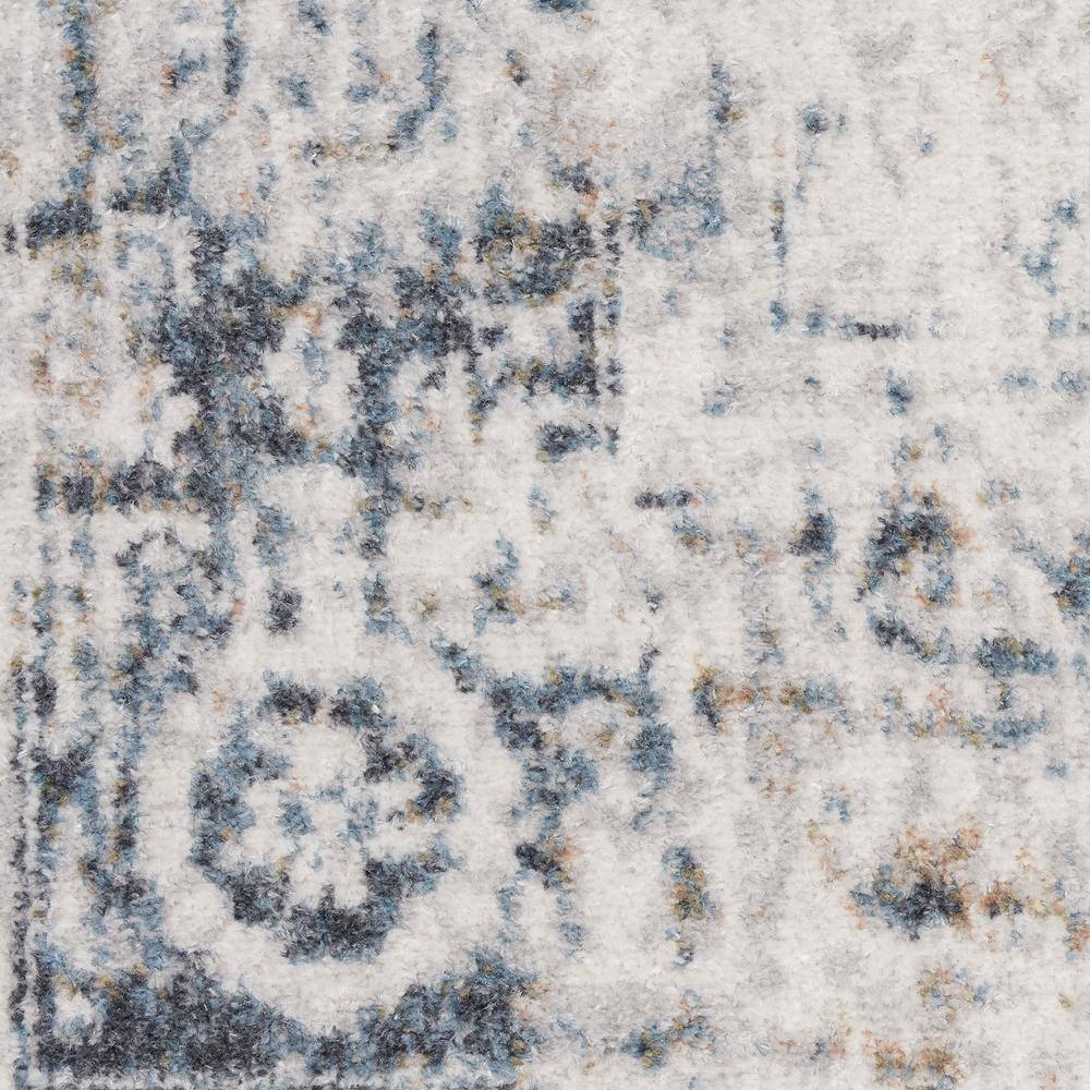 Ivory Blue Floral Synthetic 8' x 10' Washable Rug