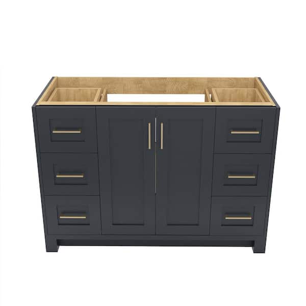 48 in. W x 21.5 in. D Bath Vanity Cabinet without Top Solid Wood Bathroom Vanity Base in Charcoal Gray Assembled