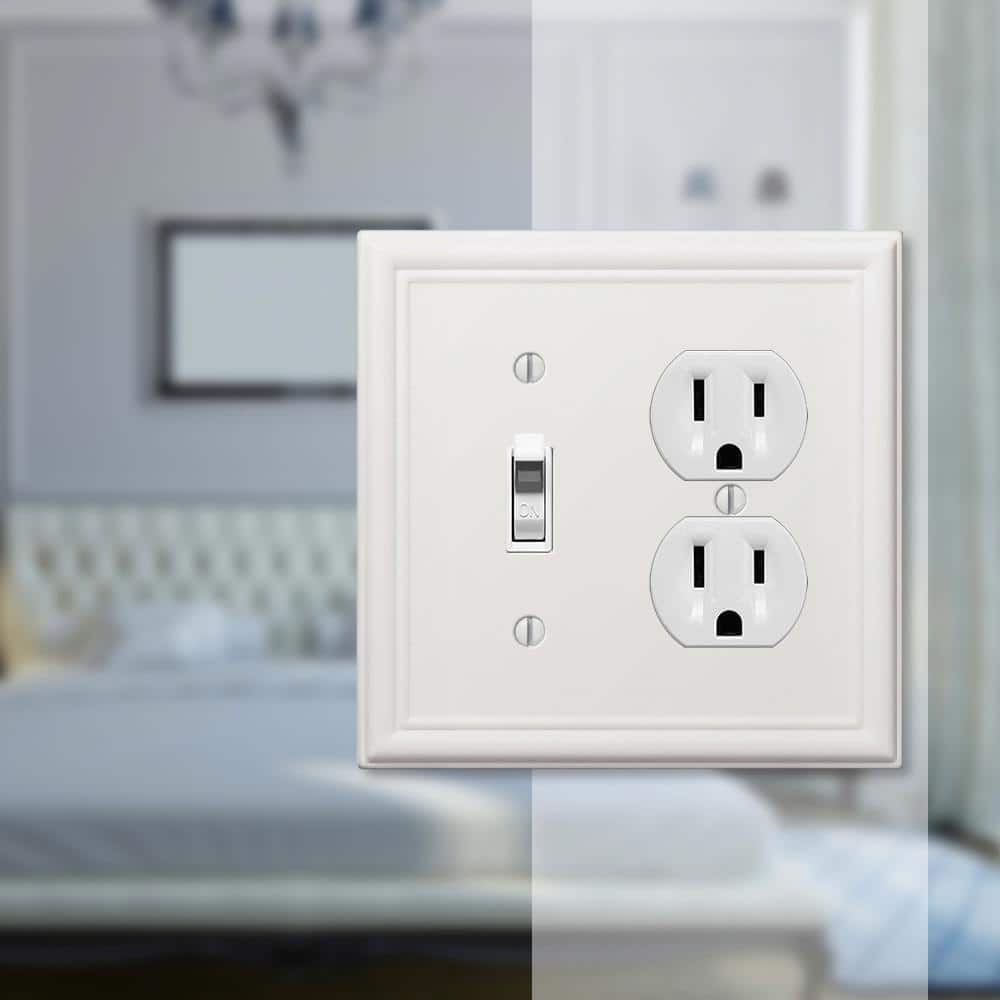 Amerelle White 2-Gang Steel Duplex Toggle Wall Plate