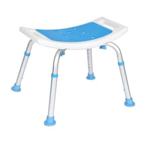 Hercules 21 in. W Adjustable Height, Non-Slip Feet and Seat Pad Aluminum Padded Shower Stool in White and Blue