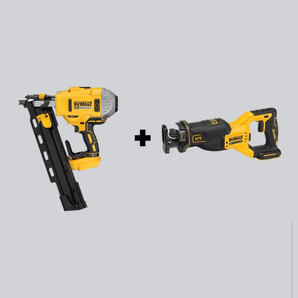 20V MAX XR Lithium-Ion Cordless Brushless 2-Speed 21° Plastic Collated Framing Nailer & Brushless Recip Saw (Tools Only) -  DEWALT, DCN21PLBW382B