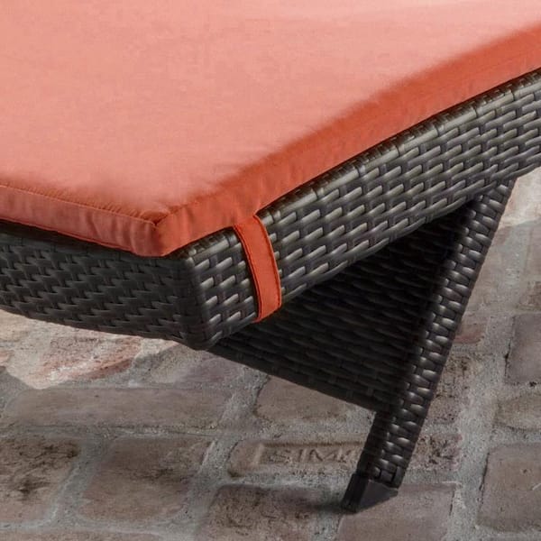 Miller Multi-Brown 2-Piece Faux Rattan Outdoor Chaise Lounge Set with Orange Cushions and Armrest