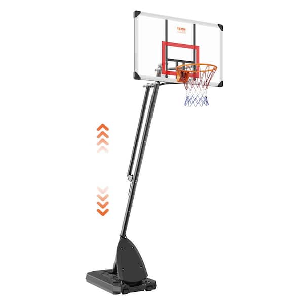 VEVOR Basketball Hoop and Goal 7.6-10 ft. Adjustable Height Portable Backboard System 50 in. Kids and Adults Basketball Set