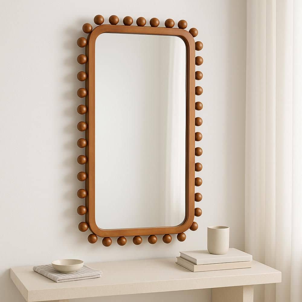 Brown 23 in. W x 45 in. H Casual Rectangular Fir Wood Framed Mirror price history on PriceWatchPro