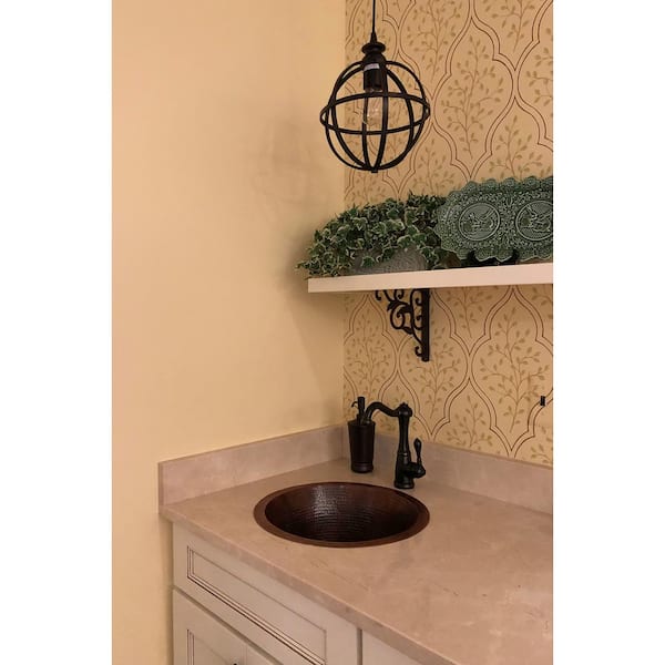 Premier Copper Products Bronze 16 Gauge Copper 16 in. Dual Mount Bar Sink with 2 in. Drain Opening
