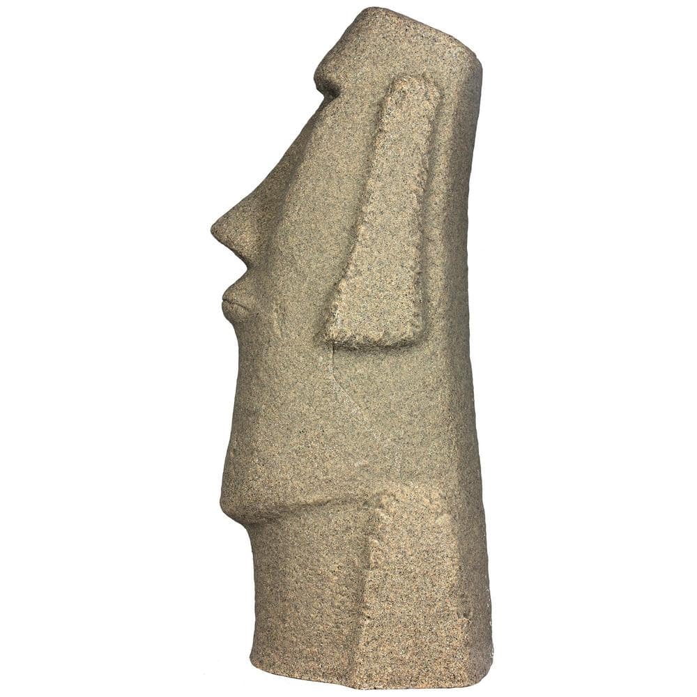 28" Textured Sandstone Resin Easter Island Head Garden Statue