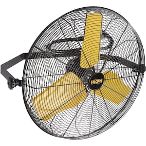 24 in. 2 Speeds Heavy-Duty Industrial Wall Mounted Fan in Yellow with 1/3 HP Premium TEAO Enclosed Motor, 9100 CFM