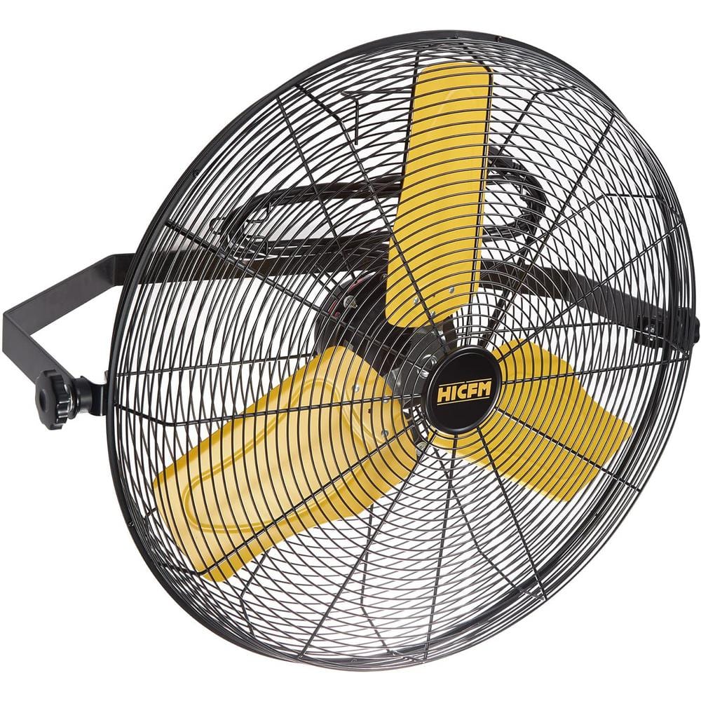WOCK 24 in. 2 Speeds Heavy-Duty Industrial Wall Mounted Fan in Yellow with 1/3 HP Premium TEAO Enclosed Motor, 9100 CFM