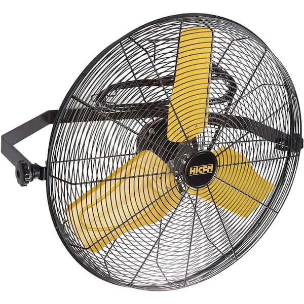 24 in. 2 Speeds Heavy-Duty Industrial Wall Mounted Fan in Yellow with 1/3 HP Premium TEAO Enclosed Motor, 9100 CFM