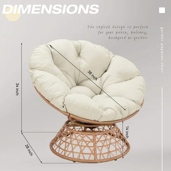 JOYSIDE 52. in. W x 4 in. H Outdoor Lounge Papasan Cushion