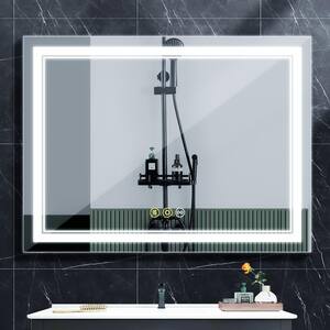 36 in. W x 48 in. H Rectangular Frameless LED Mirror Anti-Fog Dimmable Wall Mount Bathroom Vanity Mirror in Silver