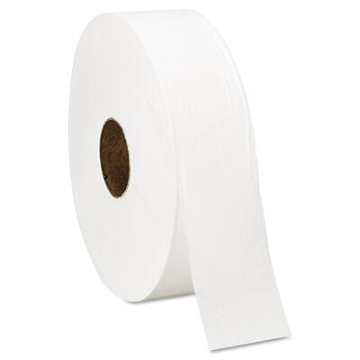 Jumbo Roll Toilet Paper, Septic Safe, 1 Ply, White, 3.4 in. x 4000 ft, 6 Rolls/Carton