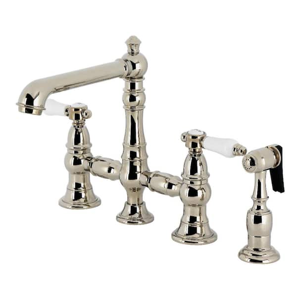 Bel-Air 2-Handle Bridge Kitchen Faucet in Polished Nickel