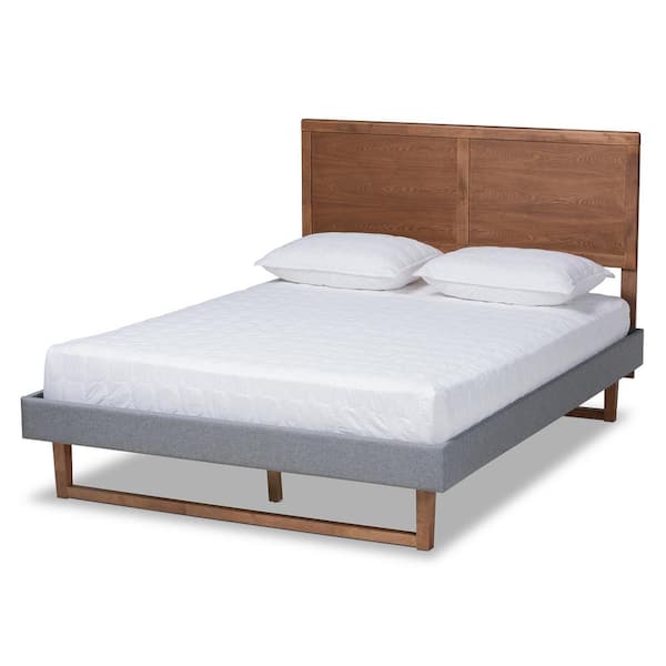 Baxton Studio Allegra Dark Grey/Ash Walnut Queen Platform Bed