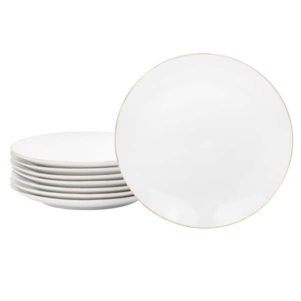 Ogalla 8-Piece 7.5 in. Gold Banded Fine Ceramic Dessert Plate Set