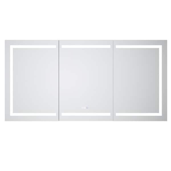 66 in. W x 36 in. H Rectangular Aluminum Recessed/Surface Mount LED Medicine Cabinet with Mirror