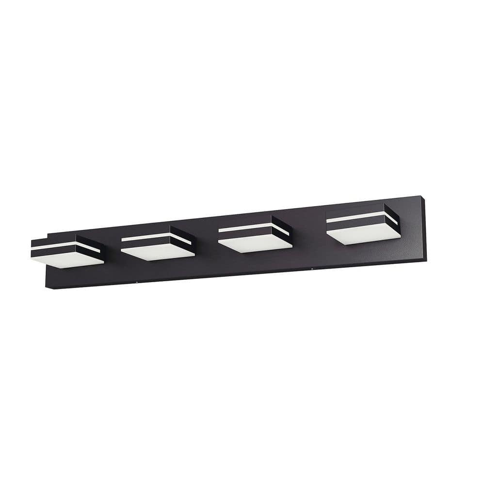 29.9 in. 4-Light Black LED Vanity Light with Frosted Acrylic Shade and 360° Rotatable Joint for Bathroom price history on PriceWatchPro