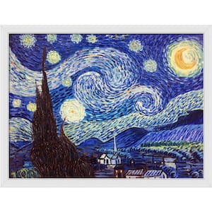 Starry Night by Vincent Van Gogh Gallery White Framed Astronomy Oil Painting Art Print 34 in. x 44 in.