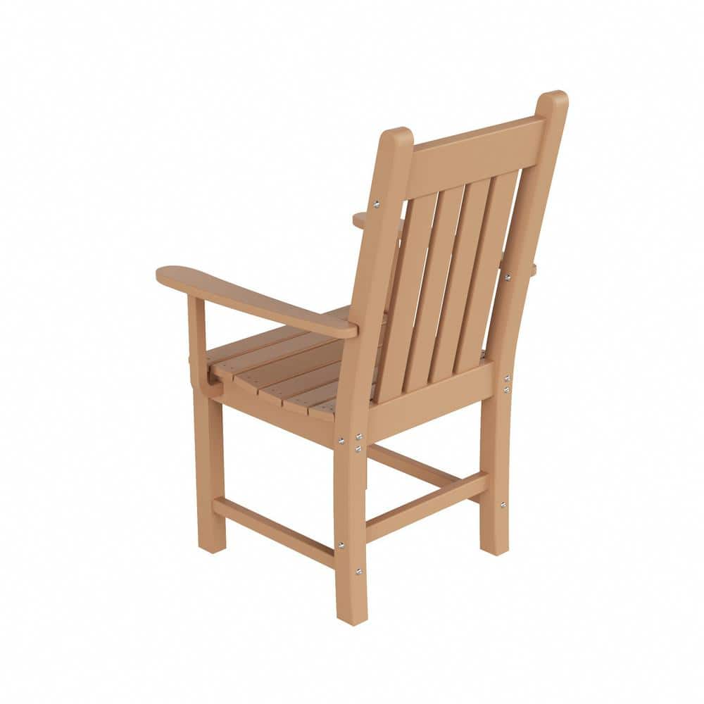 Teak Outdoor Patio Dining Armchair with Contoured Back