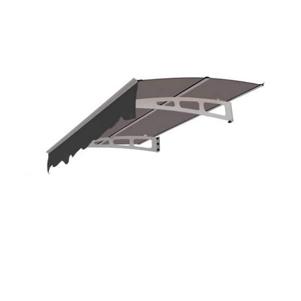 5 ft. x 2.8 ft. Brown Window Awnings Door Entrance Canopy Sun Shade Sail with Aluminum Alloy Bracket