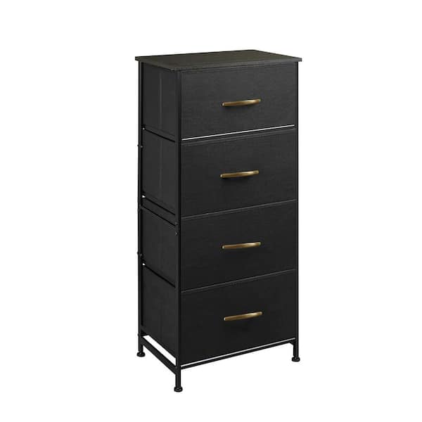 ComHoma 4-Drawer, Dressers for Bedroom Furniture Chest of Drawers Fabric Drawer, Black