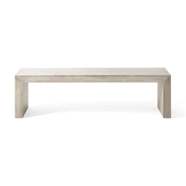 Noble House Pannell Light Gray Solid Wood Bench