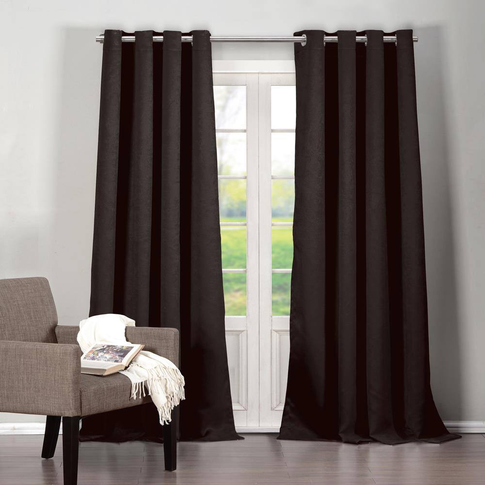 Quincy 38 in. W x 84 in. L Polyester Window Panel in Black