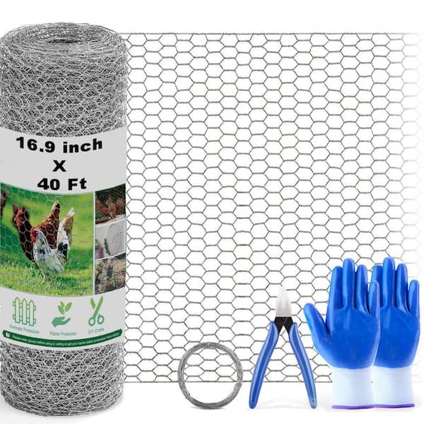 Chicken Wire, 16.9in X 131.2ft Poultry Netting For Garden 0 6 Inch Hexagonal Galvanized Hardware Garden Fence For Craft Projects Pet Dog Rabbit Chicken Fence