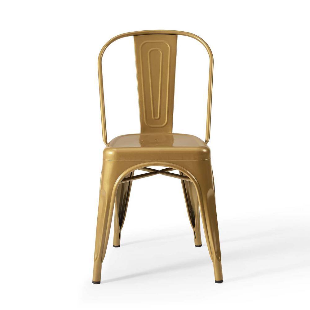 Gold Metal Bistro Dining Side Chair Set of 2