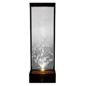 Clear Glass Panel with Embossed Leaves Waterfall Fountain