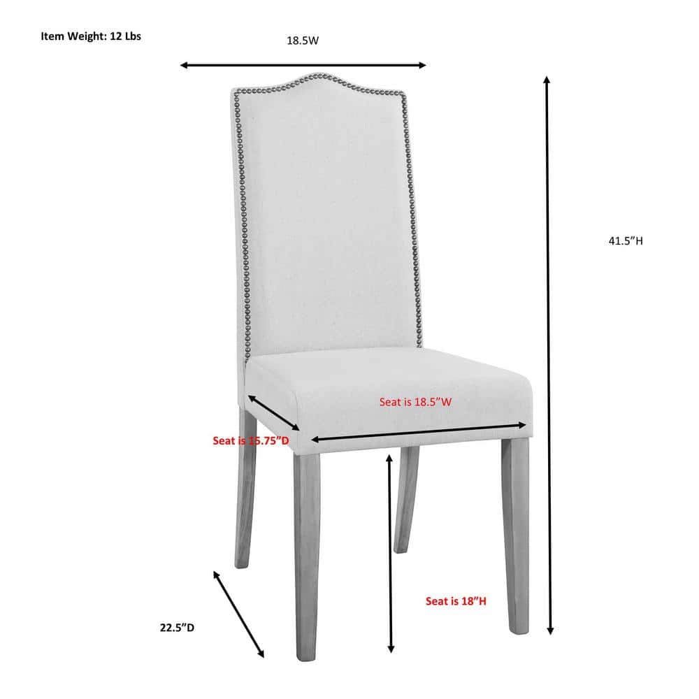 High-Back Harvest Oak Parsons Side Chair with Linen Upholstery