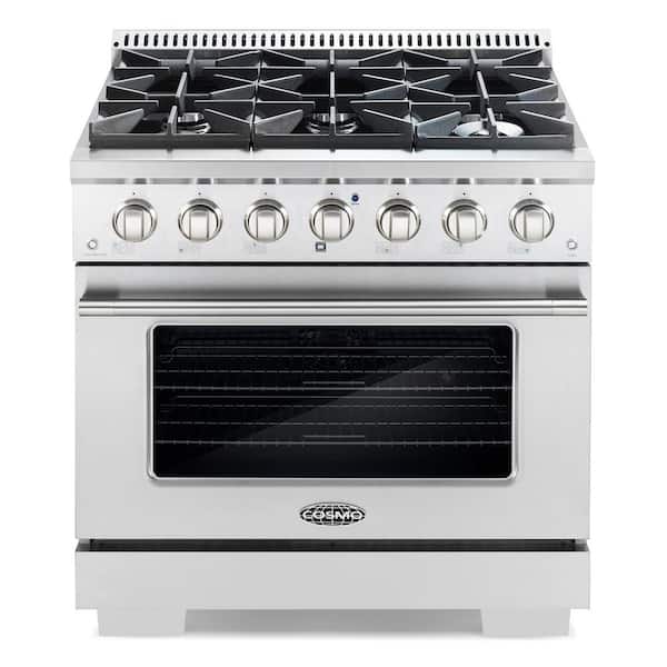 36 in. Vista Collection 4.5 cu. ft. Gas Range, 6 Burners, Convection Oven, LED Light Panel in Modern Stainless Steel