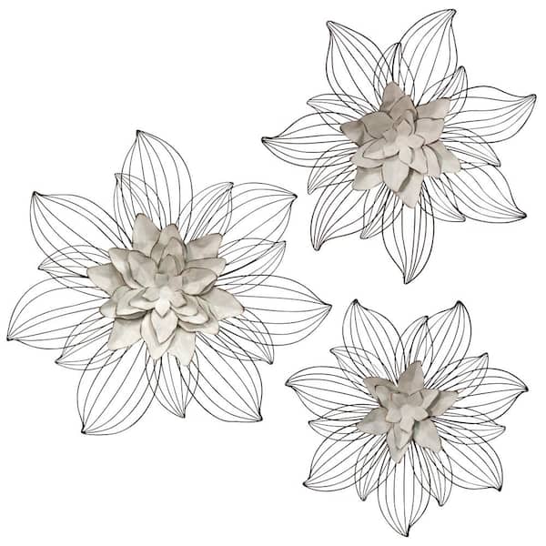 StyleCraft Transitional White/Rust Brown, Black Metal Wall Sculpture (3-Pack)