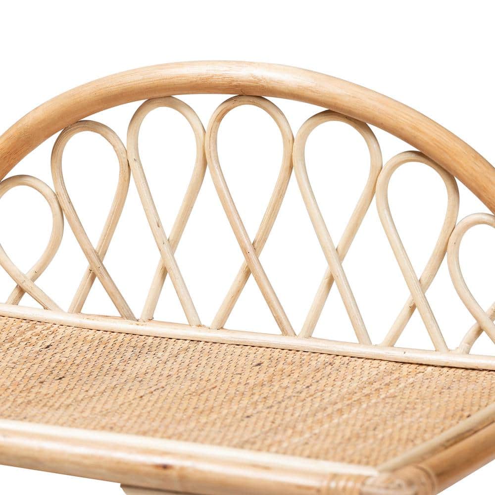 Natural Brown Rattan 3-Tier Bohemian Display Shelf