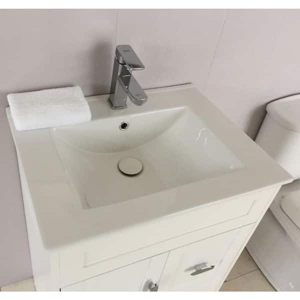 Cordelia 24 in. W x 18 in. D x 36 in. H Single Vanity in White with Ceramic Vanity Top in White with White Basin