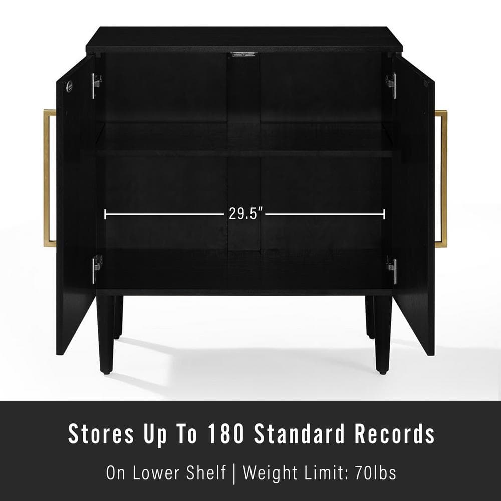 Everett Mid-Century Modern Black Accent Cabinet with Adjustable Shelf