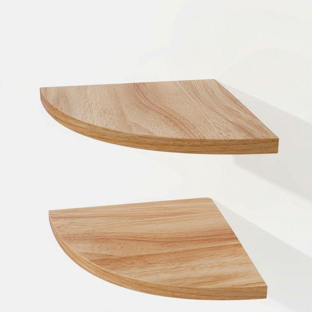 10 in. W x 10 in. D Natural Wood Corner Shelf Wall Mount Set of 2
