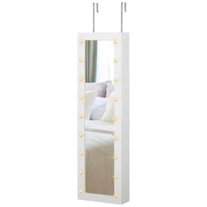 LANGRIA Jewelry Armoire Cabinet with Full-Length Frameless Mirror Lockable Floor Standing & Wall Mounting Large Capacity Jewelry Storage Organizer 4-Angles Tiltable White 